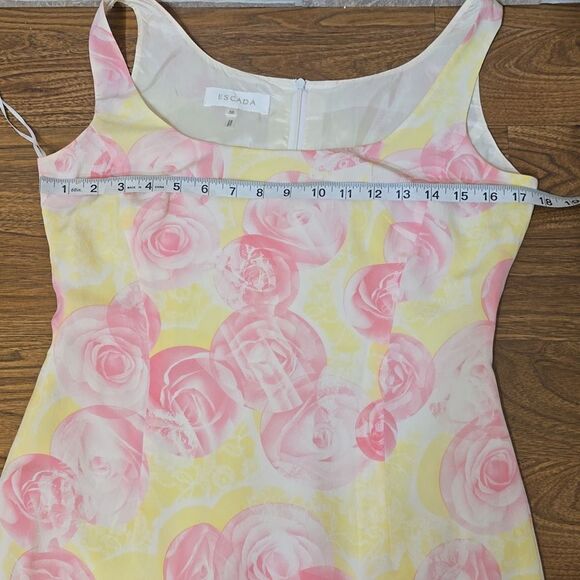 STUNNING ESCADA 100% SILK FLORAL DRESS WITH COVER-UP OVERSHIRT - Picture 4 of 9